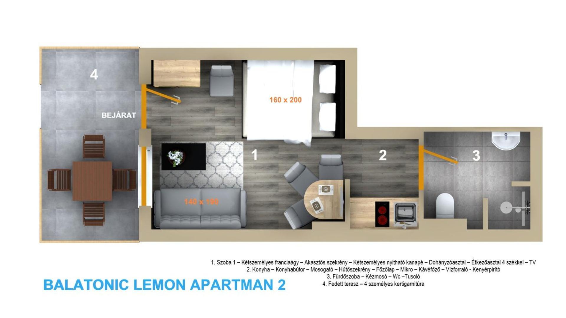 Balatonic Lemon Apartmanhaz Siófok Rum bild
